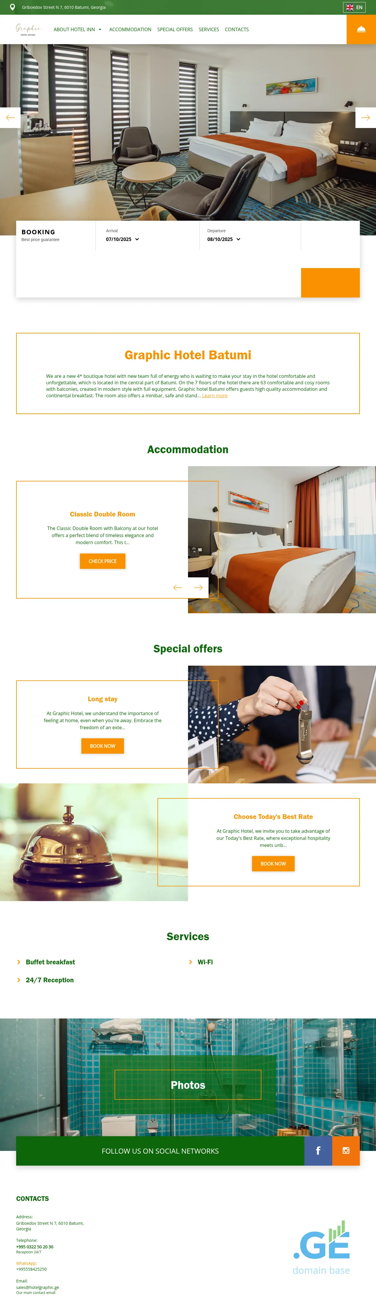 Screenshot of the site hotelgraphic.ge