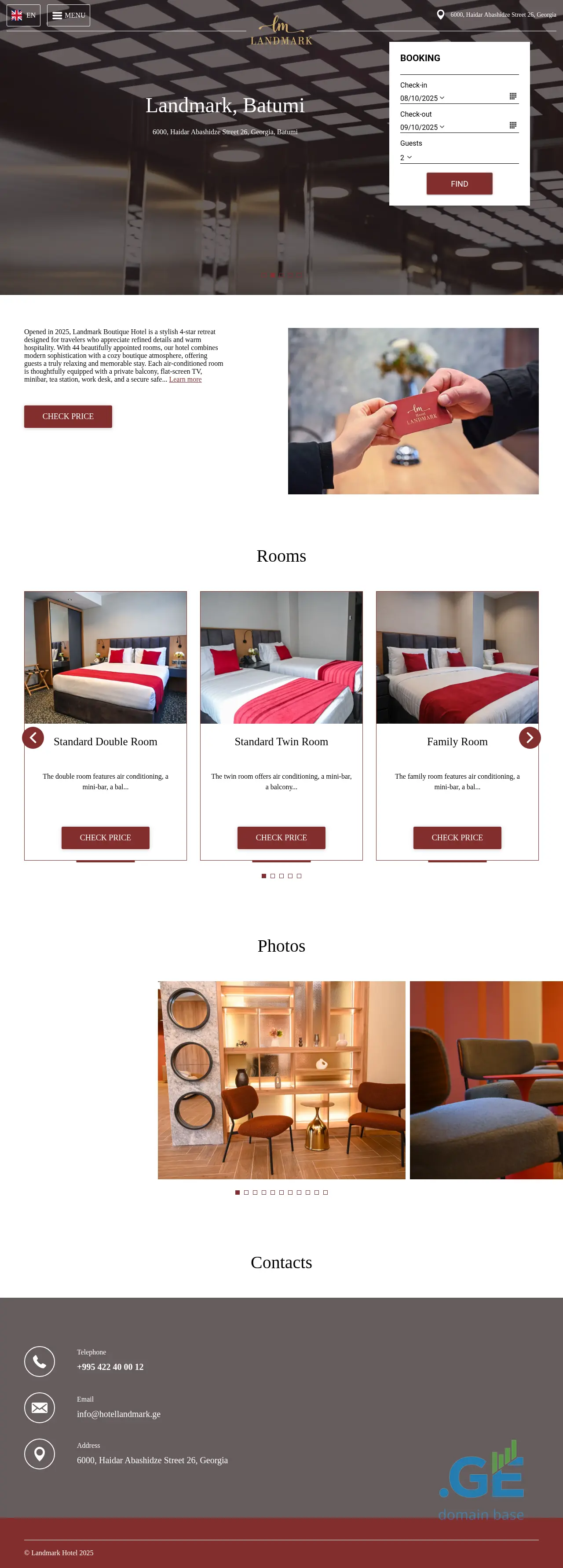 Screenshot of the site hotellandmark.ge
