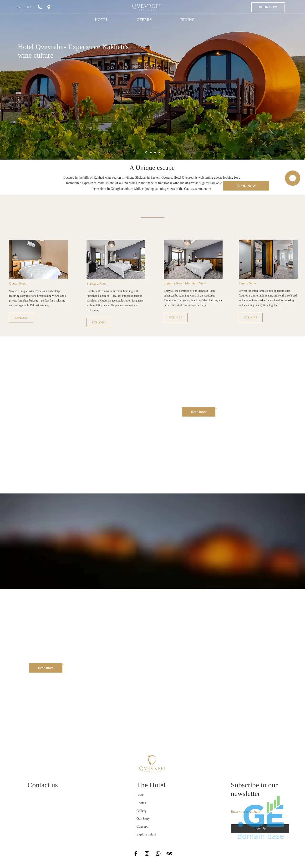 Screenshot of the site hotelqvevrebi.ge