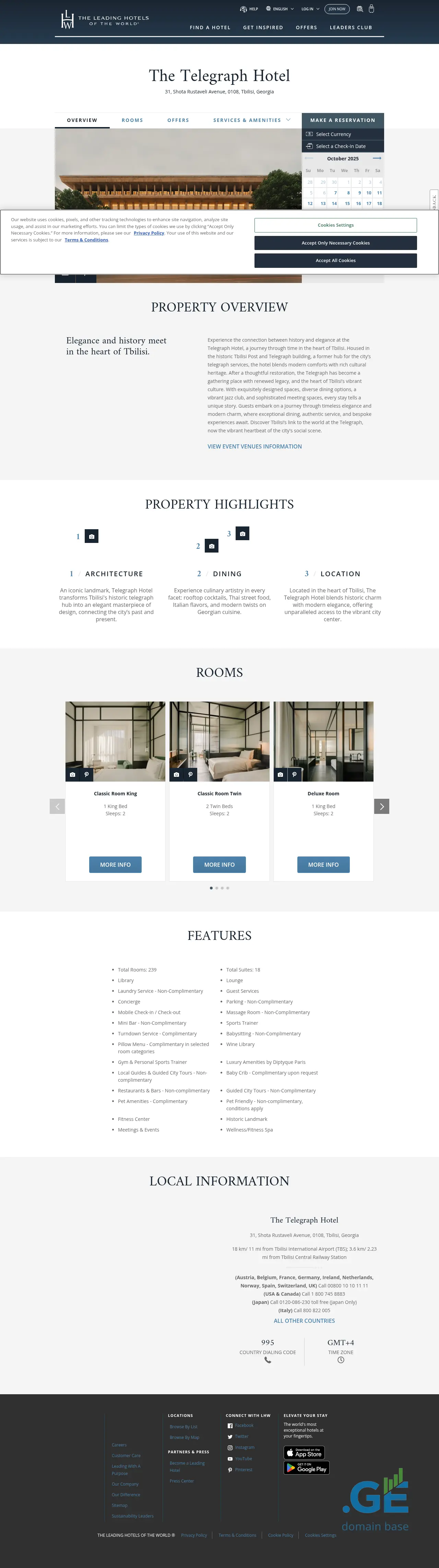 Screenshot of the site hoteltelegraph.ge