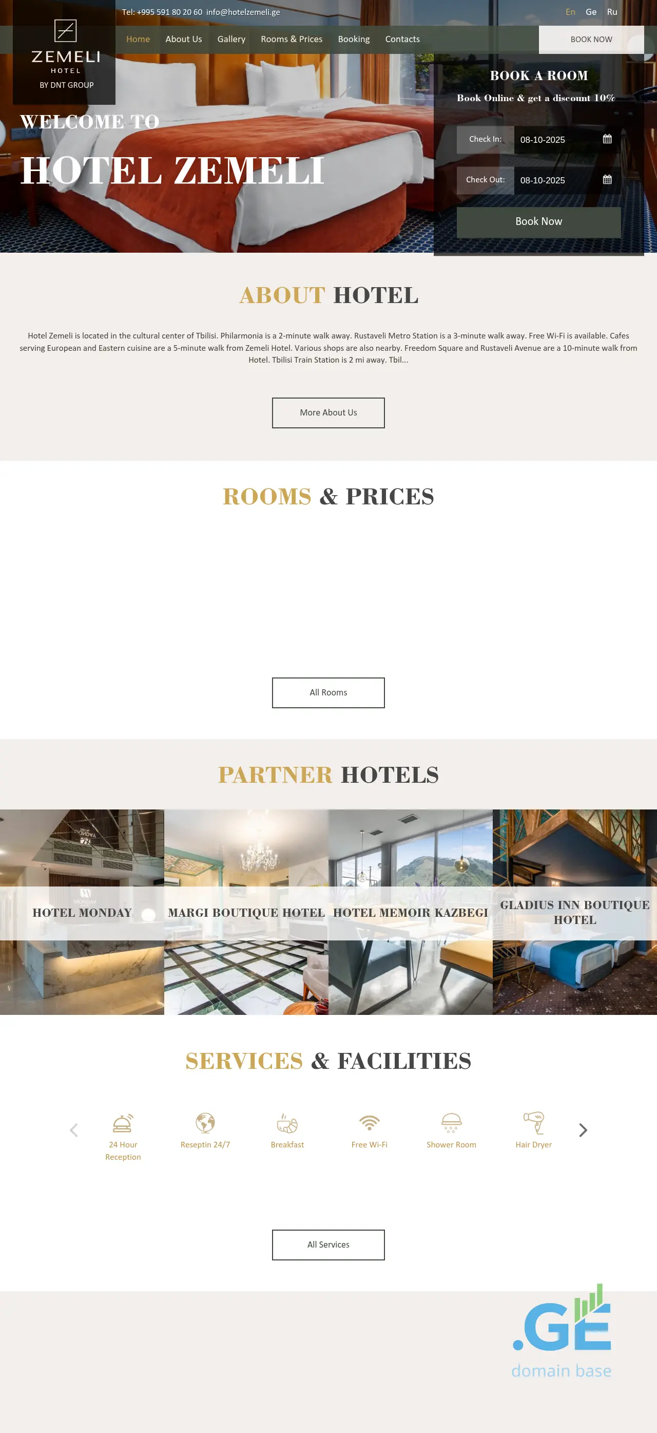Screenshot of the site hotelzemeli.ge