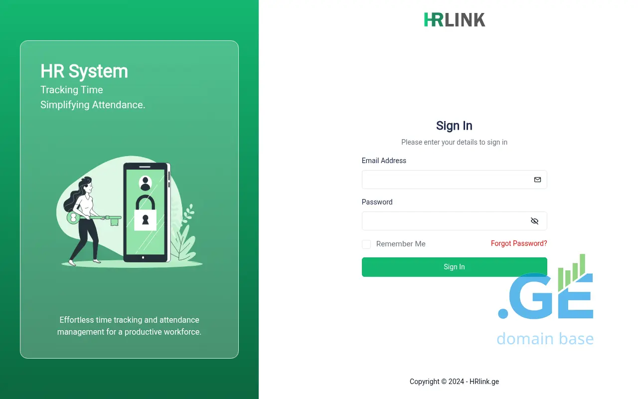 Screenshot of the site hrlink.ge