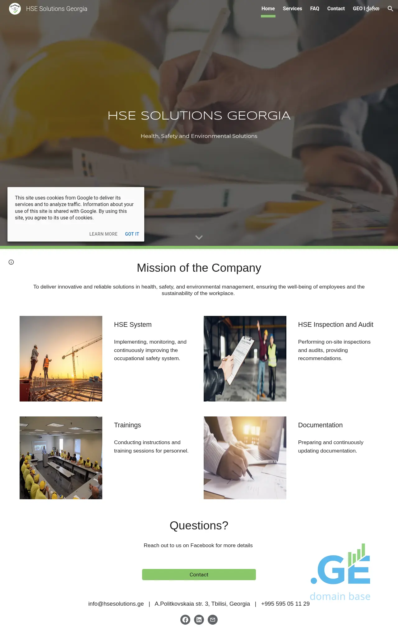 Screenshot of the site hsesolutions.ge
