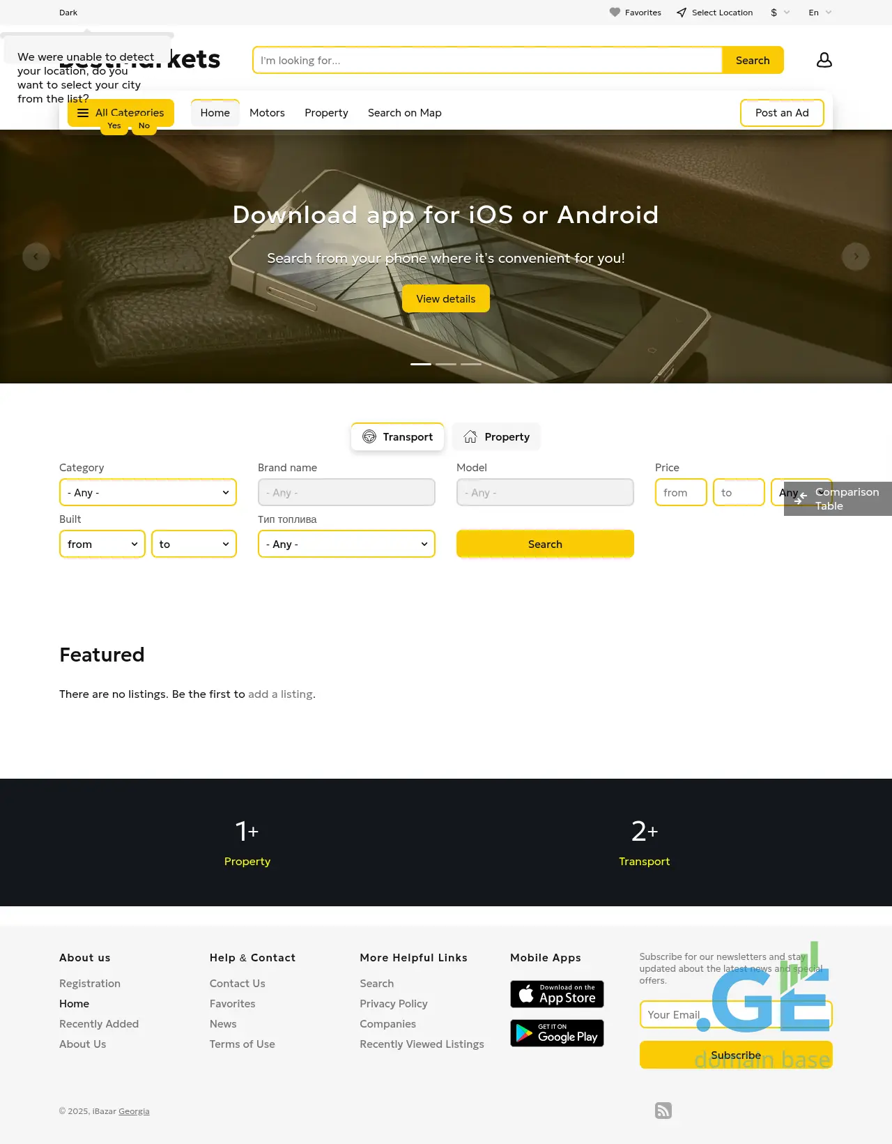 Screenshot of the site ibazar.ge