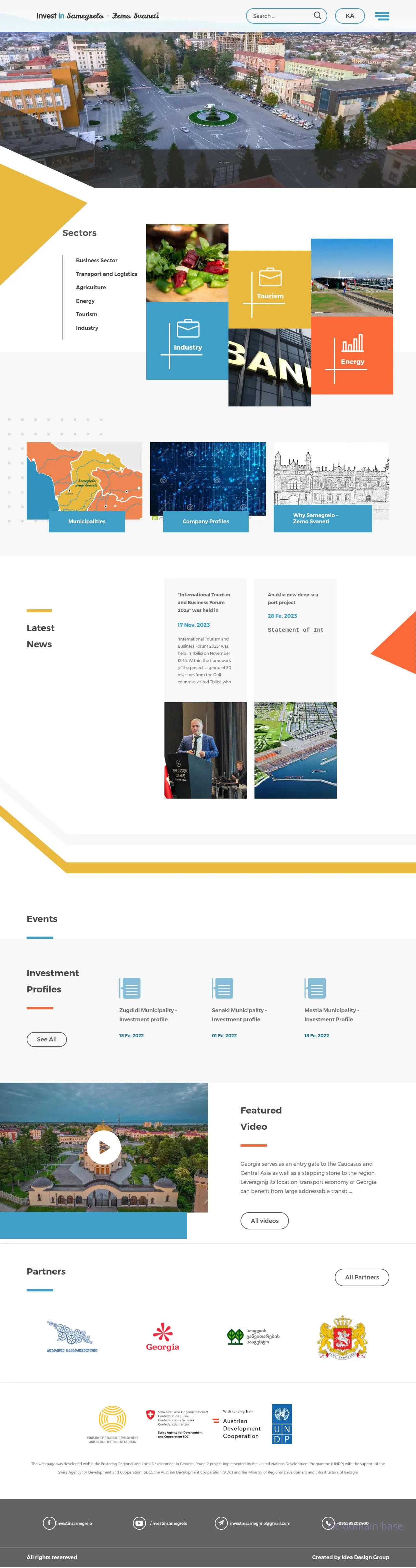 Screenshot of the site investinsamegrelo.ge