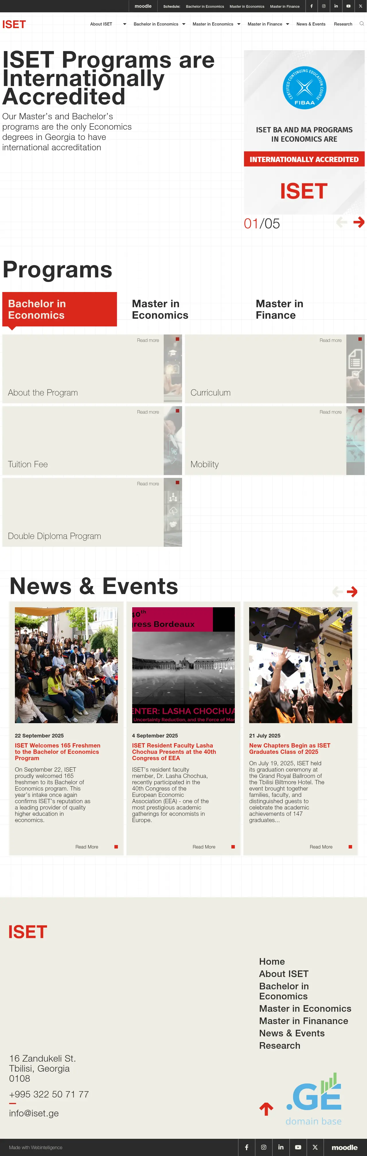 Screenshot of the site iset.edu.ge