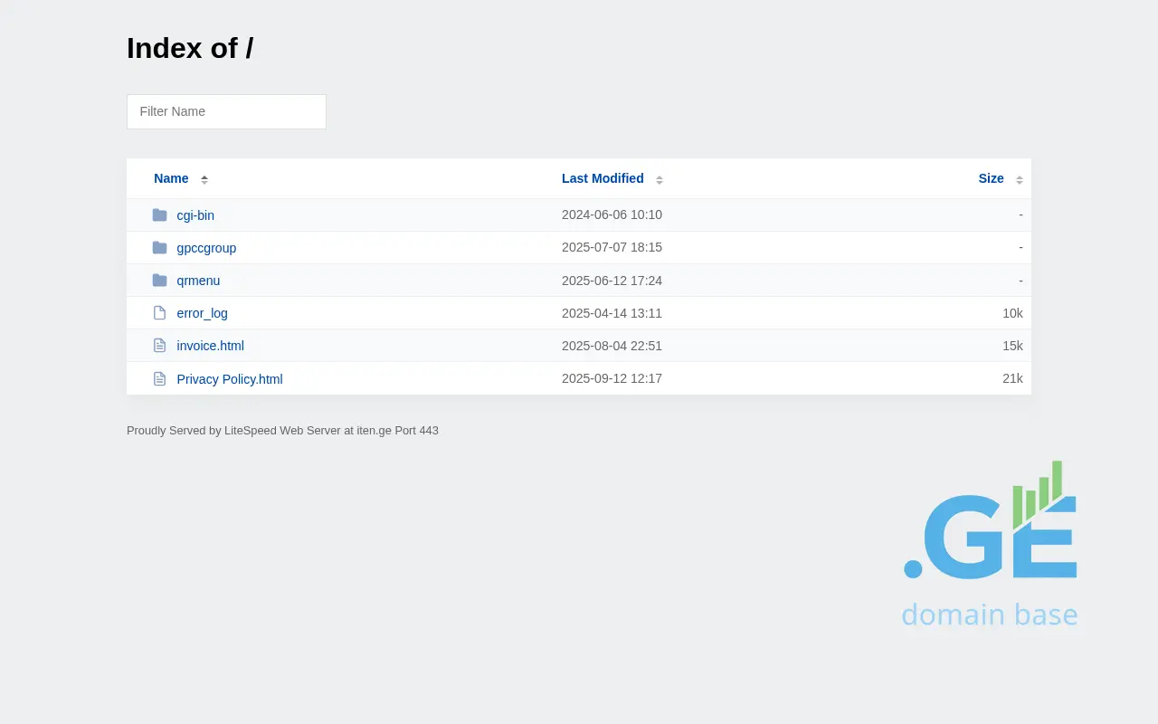 Screenshot of the site iten.ge
