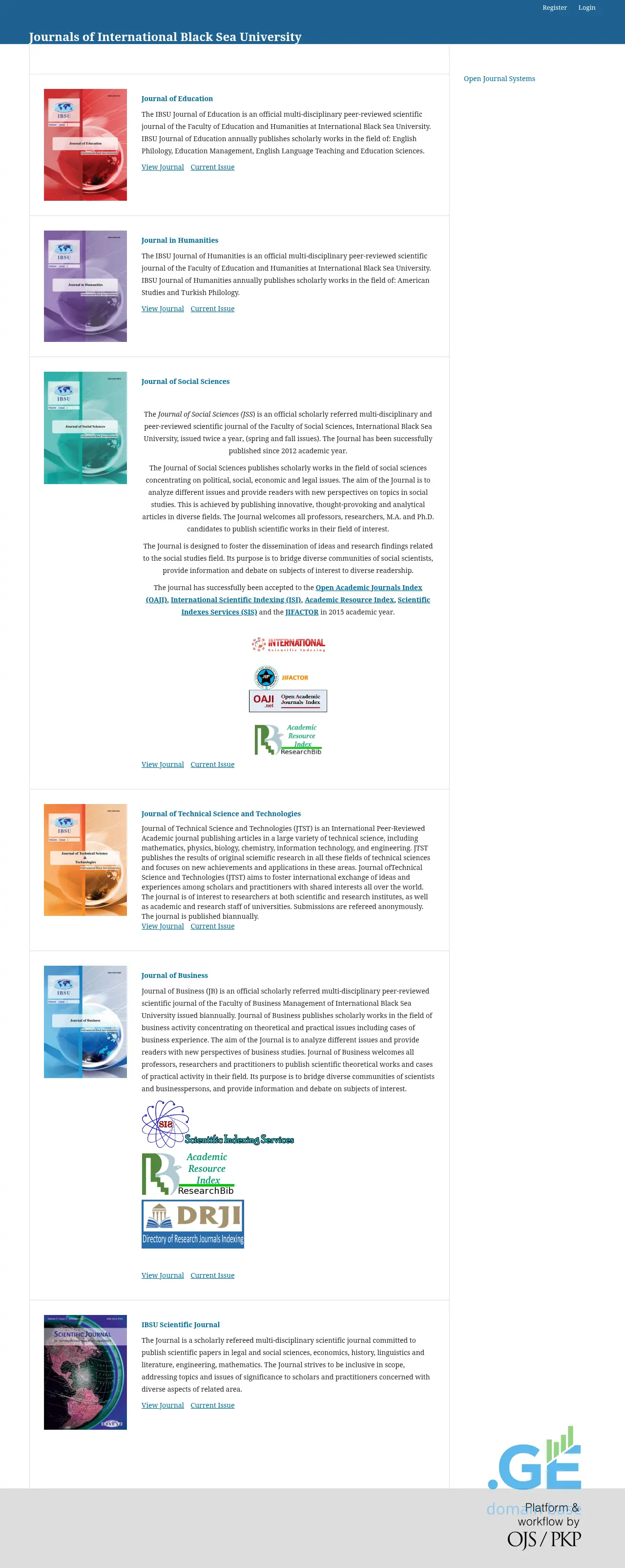 Screenshot of the site journal.ibsu.edu.ge