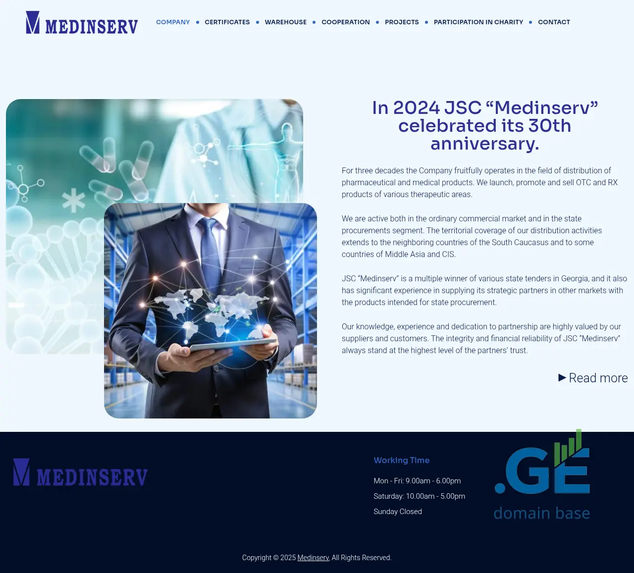 Screenshot of the site medinserv.ge