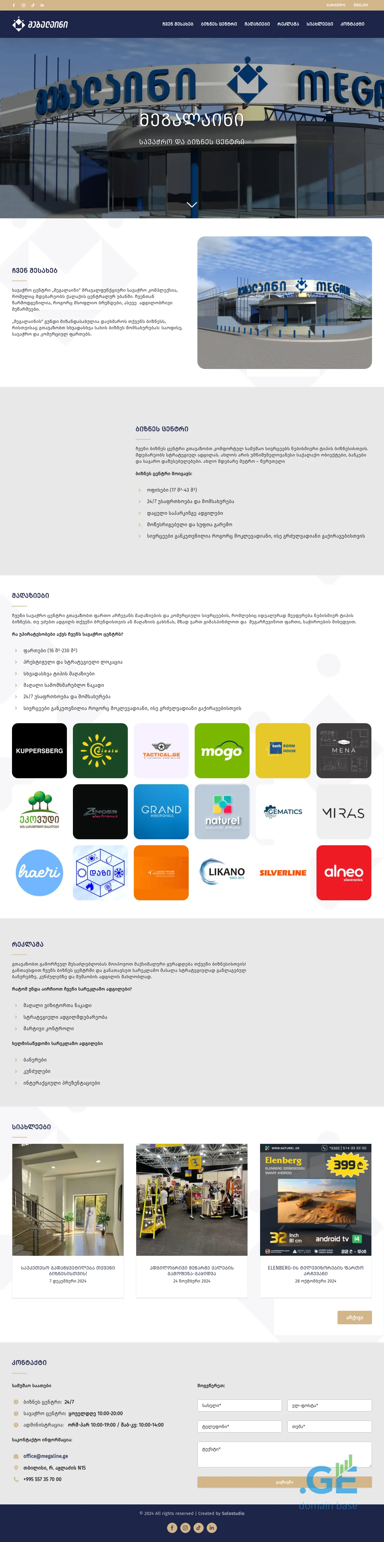 Screenshot of the site megaline.ge