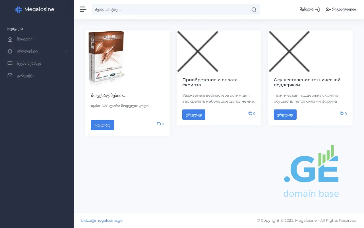 Screenshot of the site megalosine.ge