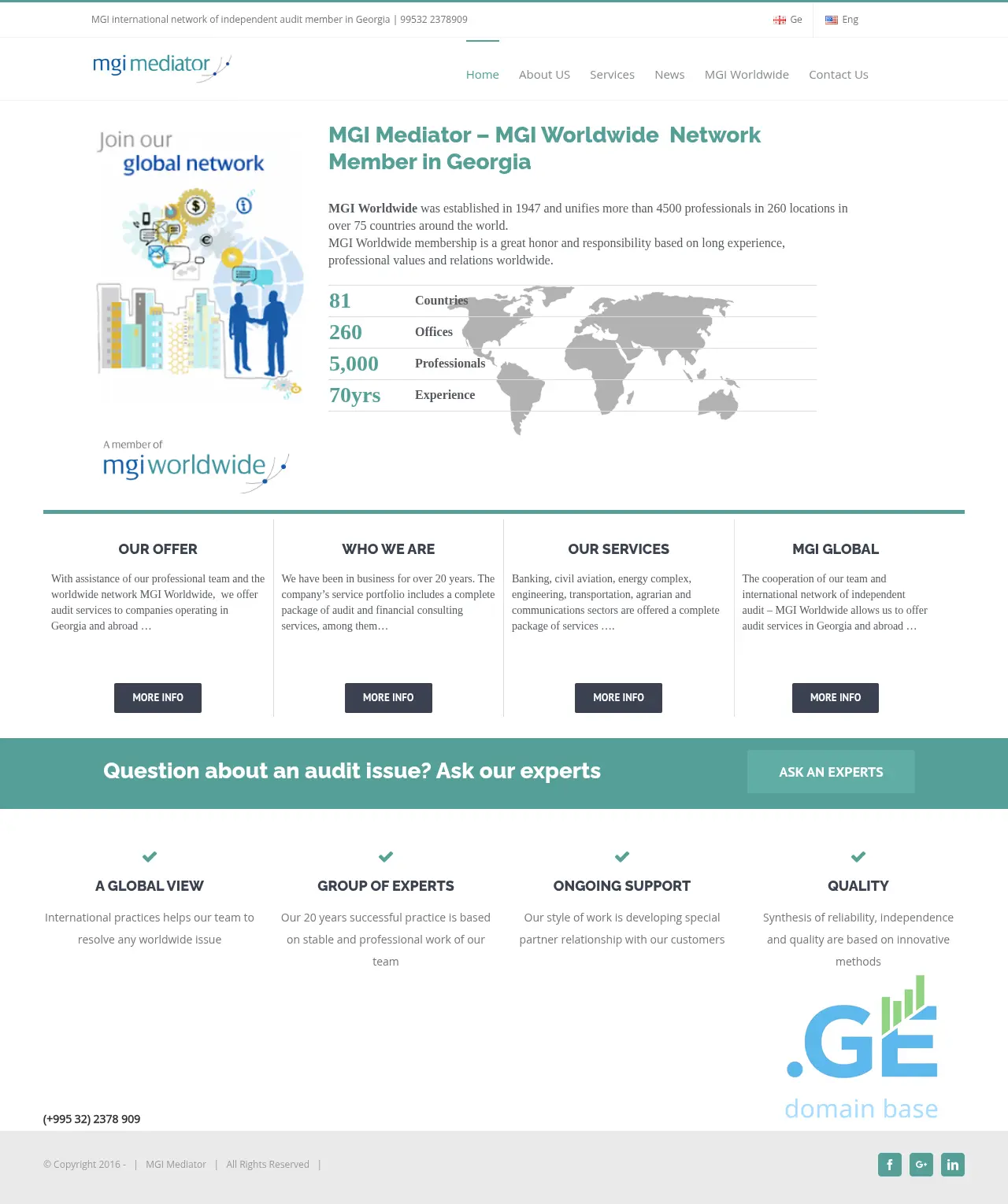 Screenshot of the site mgi.com.ge