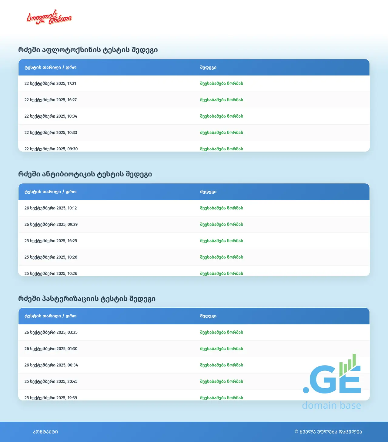 Screenshot of the site milkcheck.ge