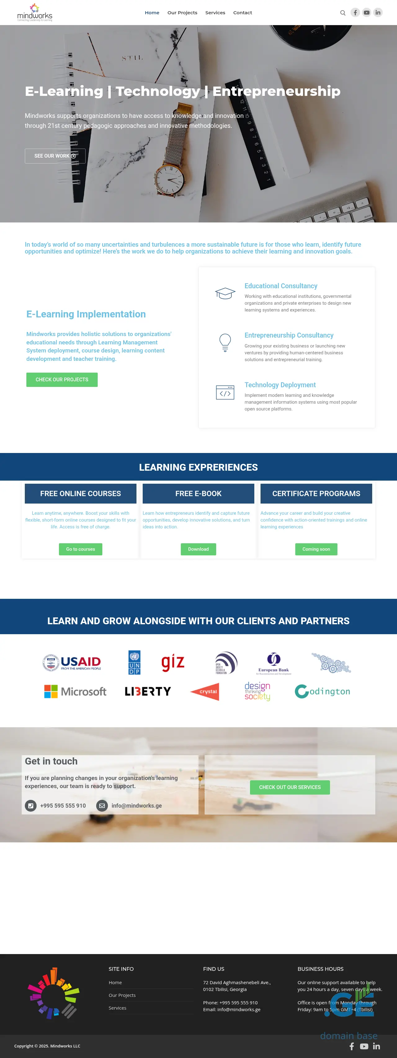 Screenshot of the site mindworks.ge