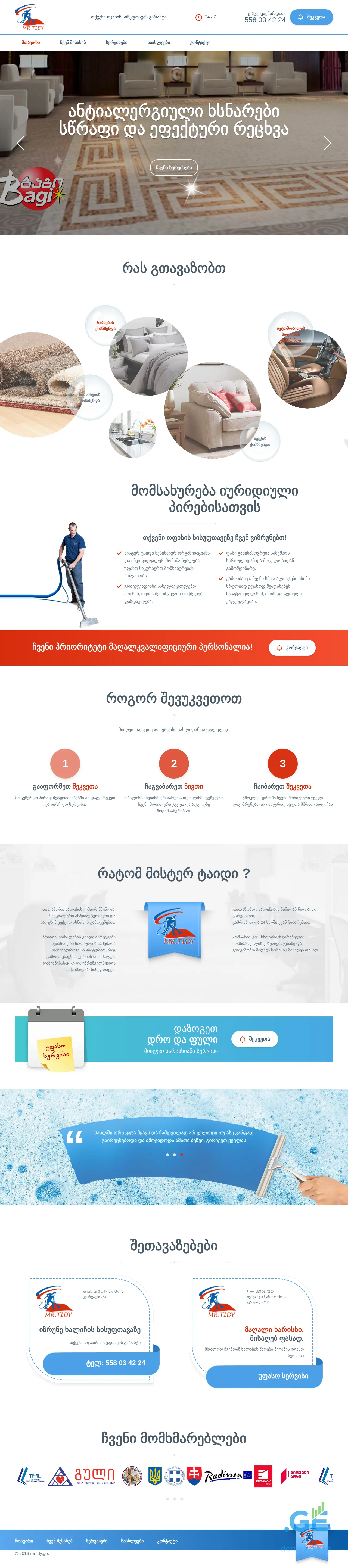 Screenshot of the site mrtidy.ge
