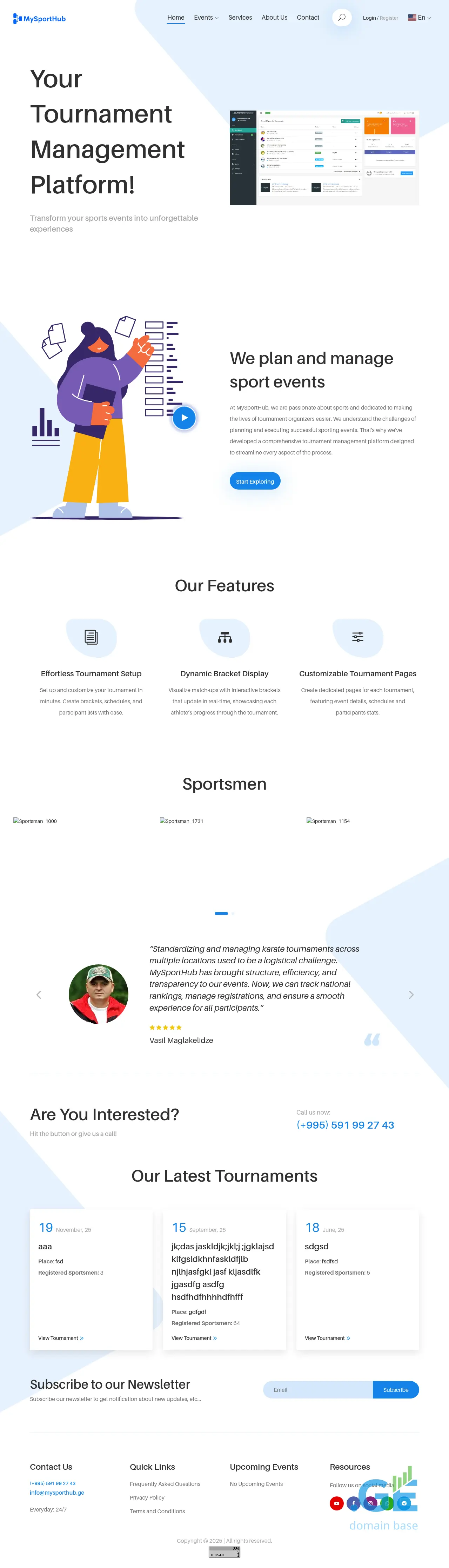 Screenshot of the site mysporthub.ge