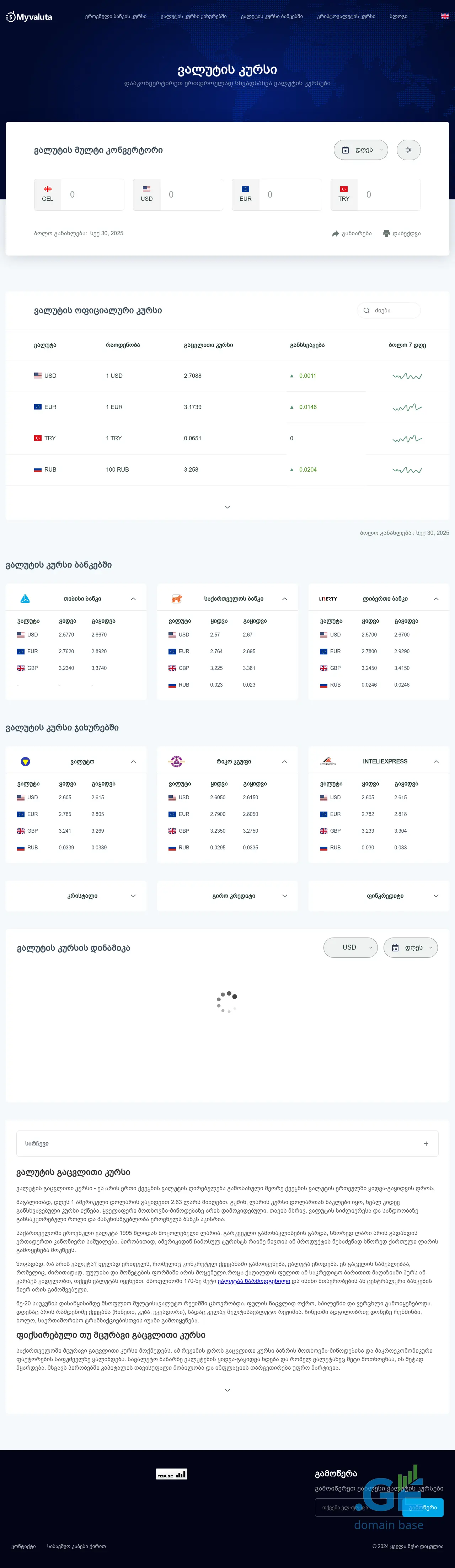 Screenshot of the site myvaluta.ge
