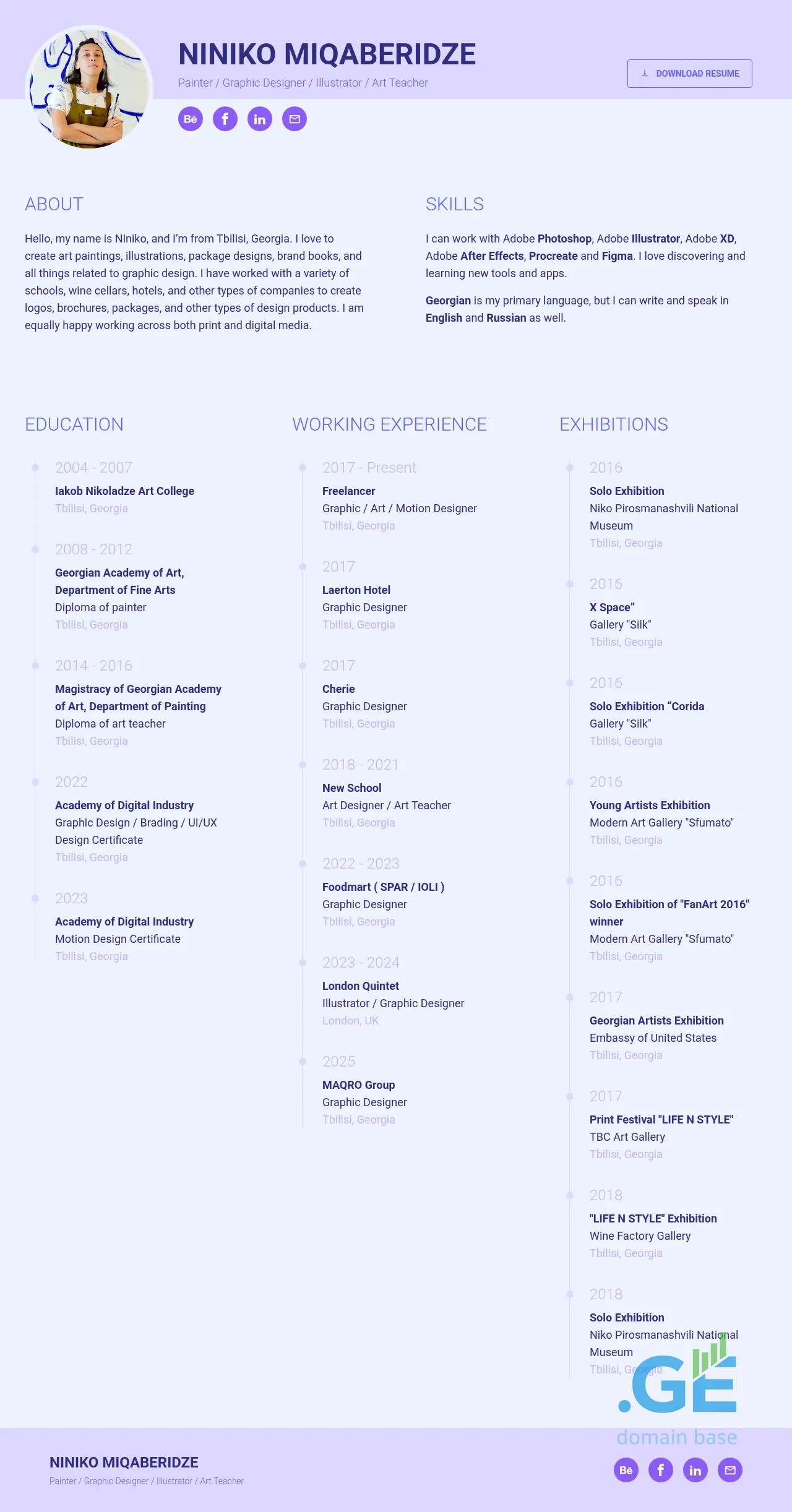 Screenshot of the site niniko.ge