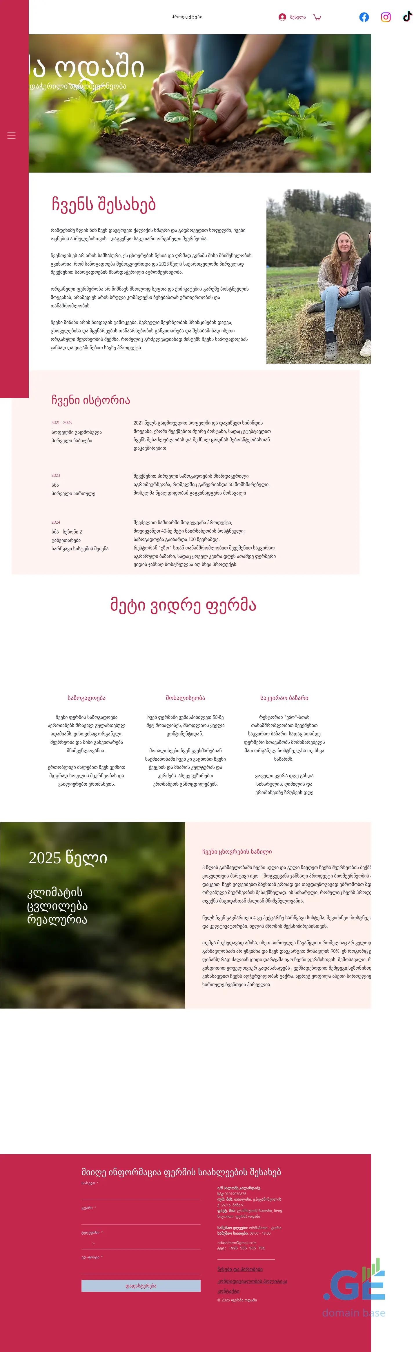 Screenshot of the site odashifarm.ge