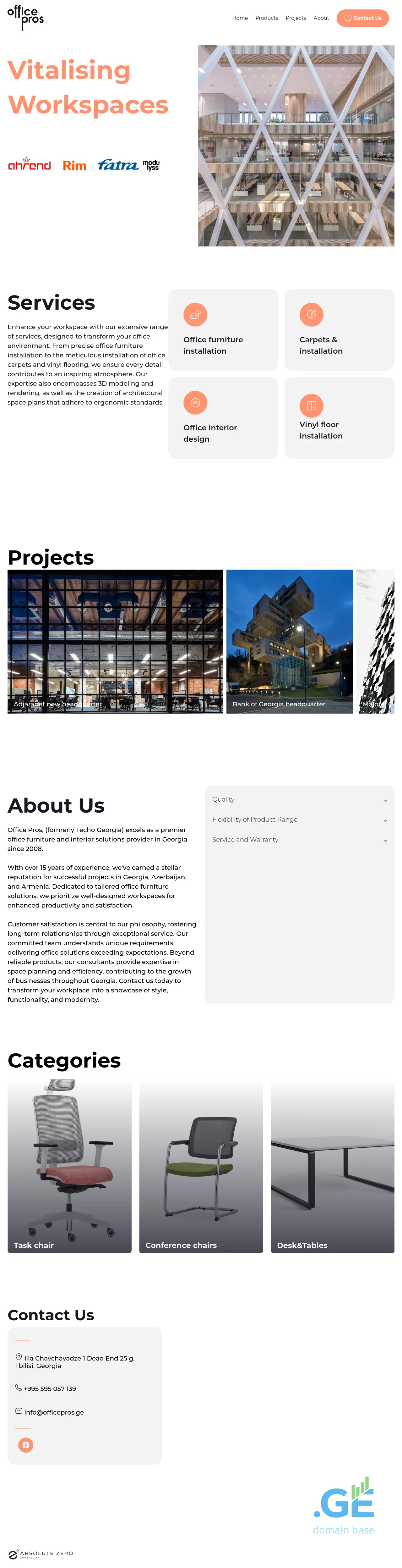 Screenshot of the site officepros.ge