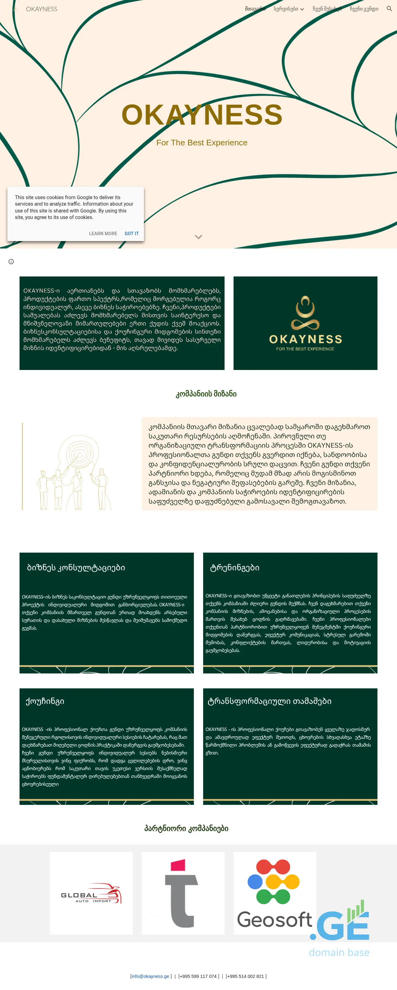 Screenshot of the site okayness.ge