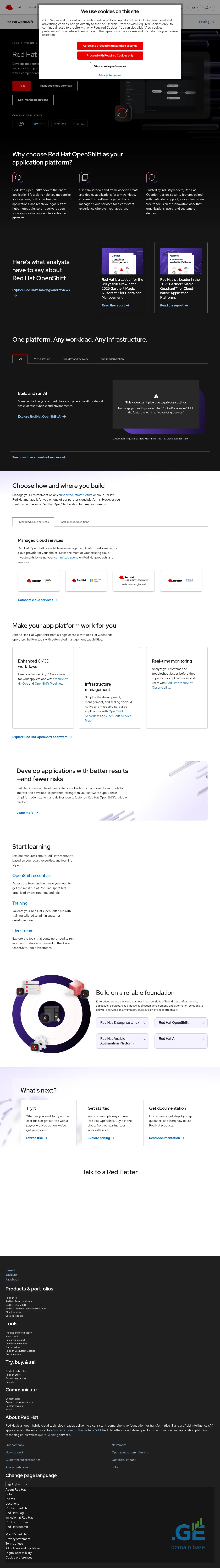 Screenshot of the site openshift.ge