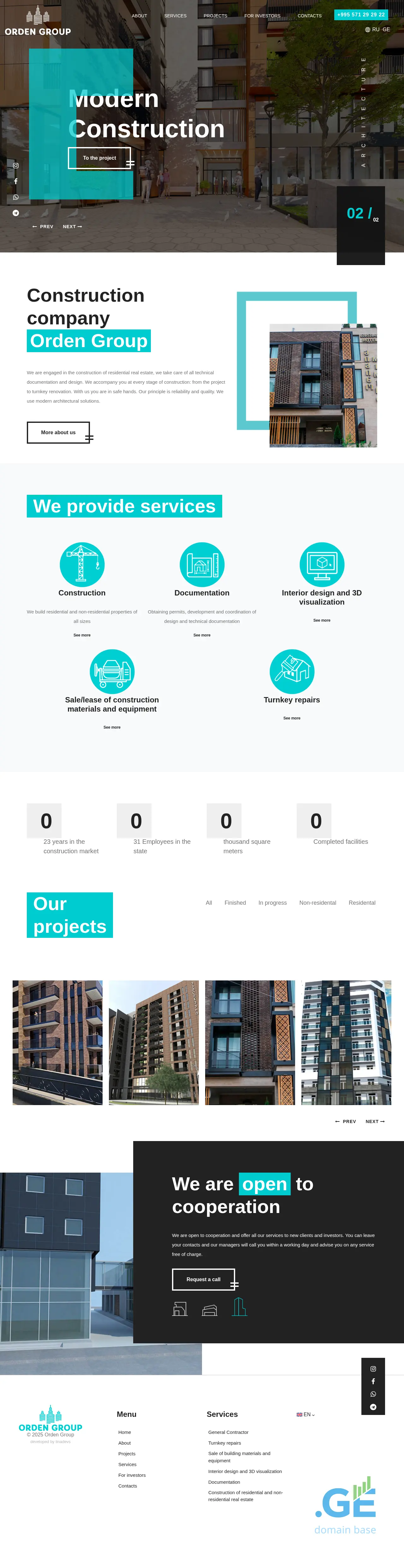 Screenshot of the site ordengroup.com.ge