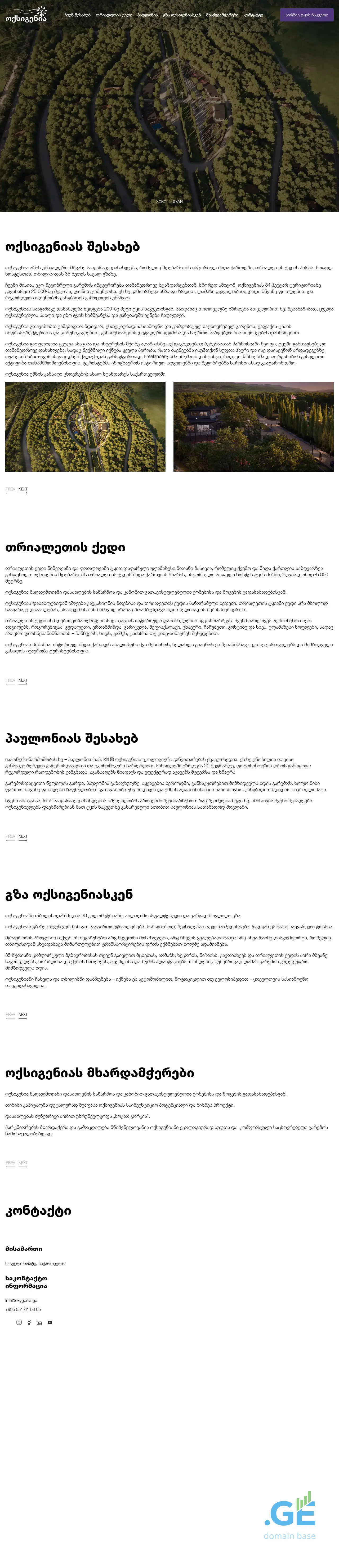 Screenshot of the site oxygenia.ge