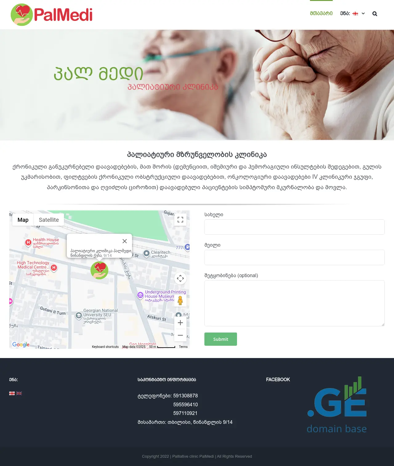 Screenshot of the site palmedi.ge