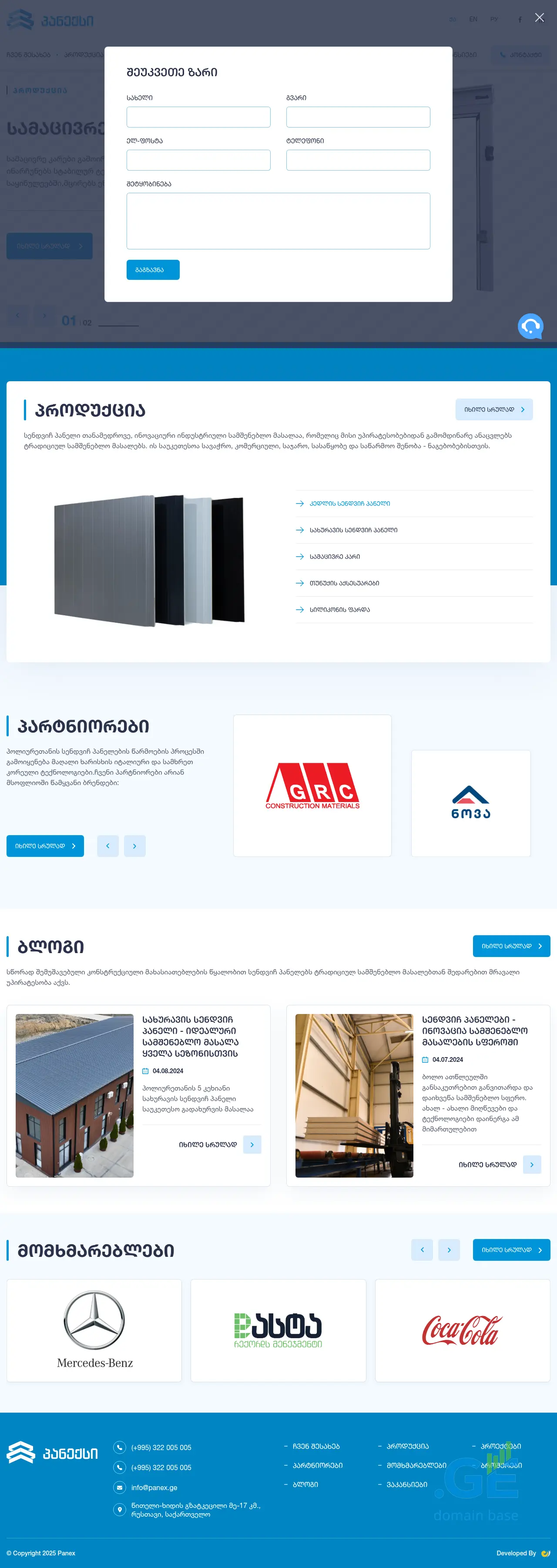 Screenshot of the site panex.ge