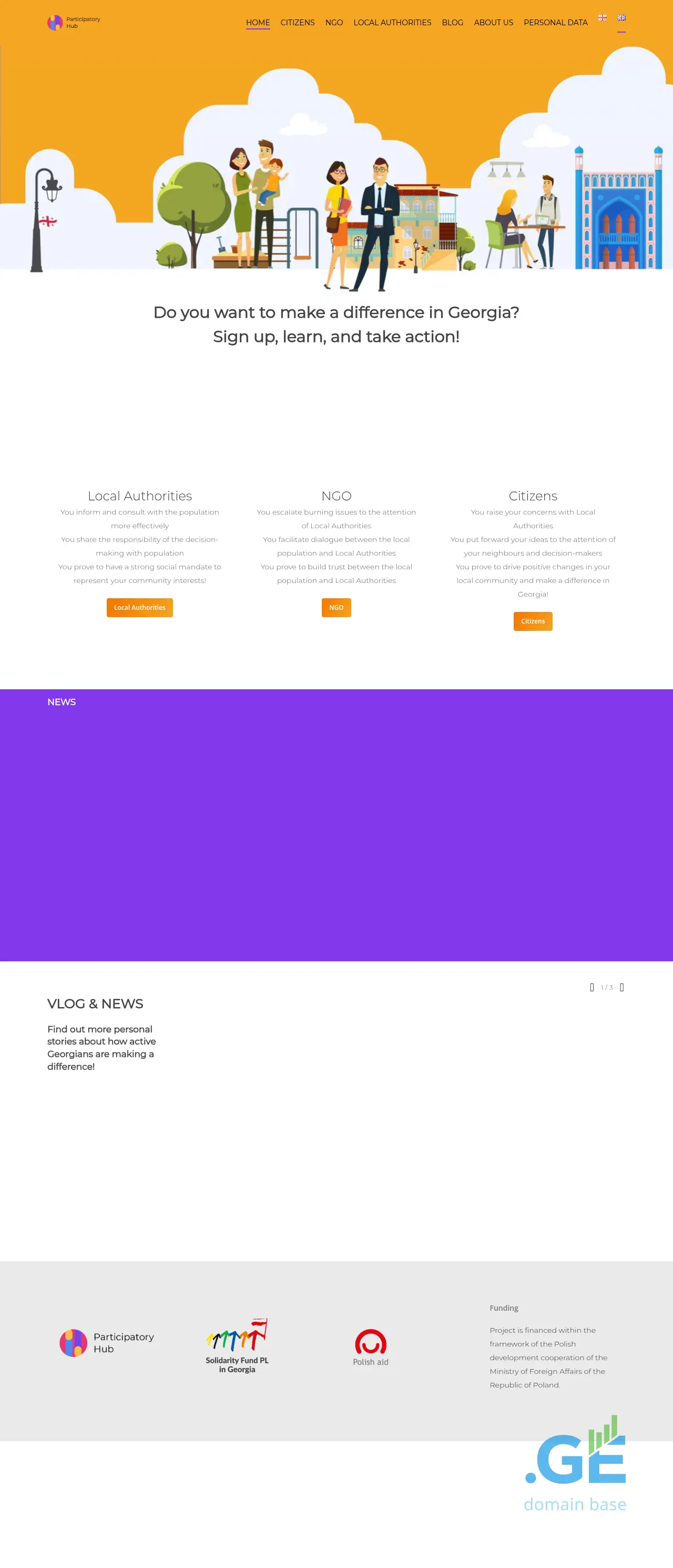 Screenshot of the site participatoryhub.ge