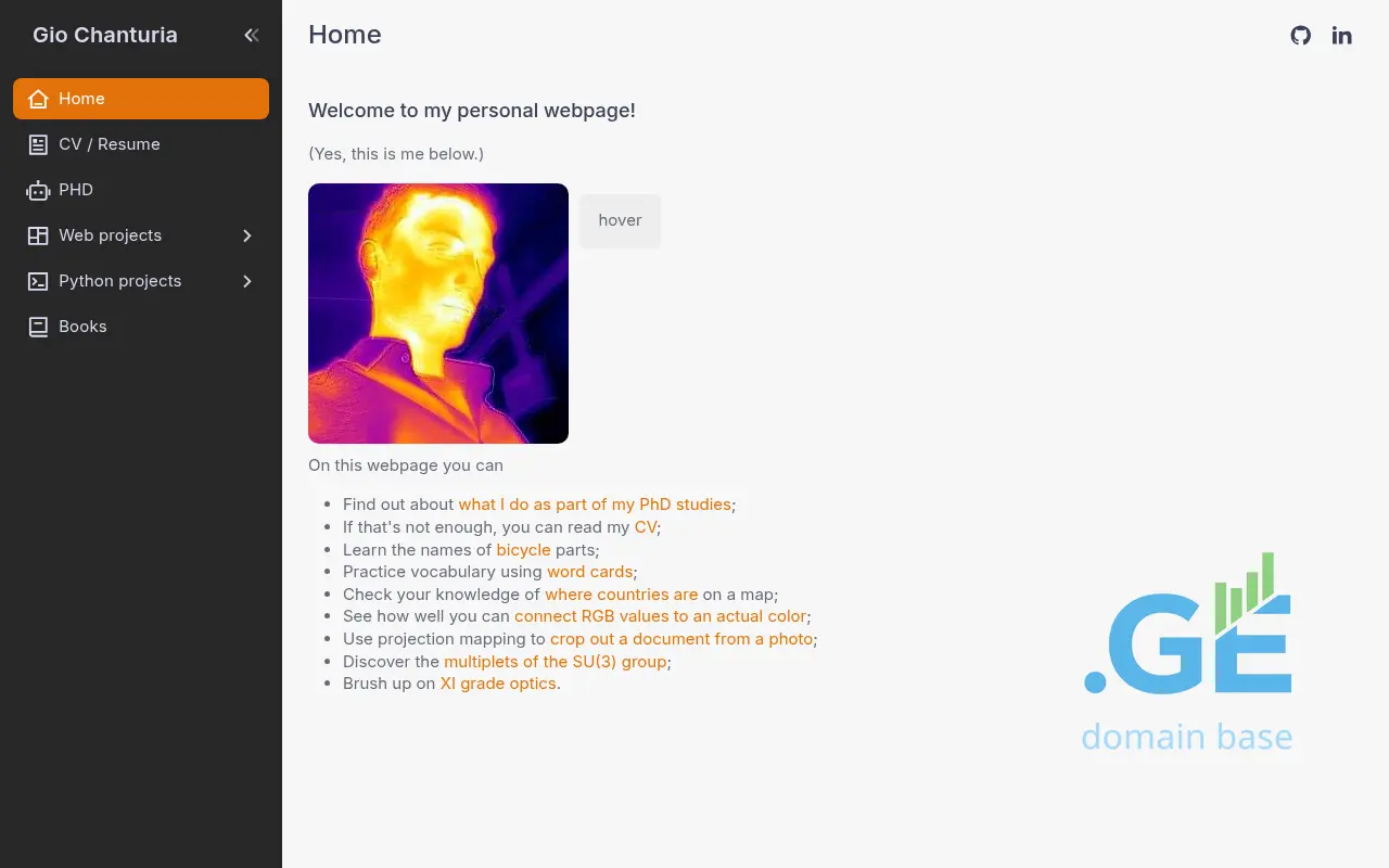 Screenshot of the site physica.ge