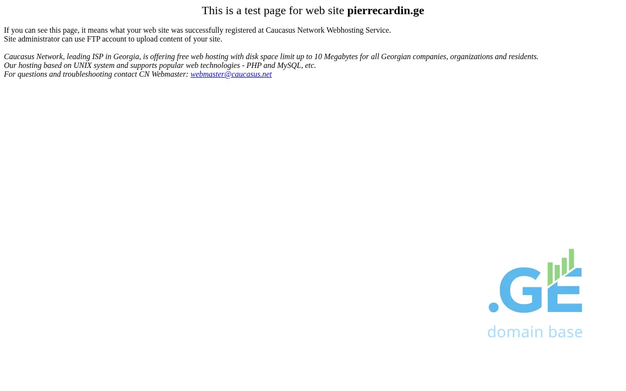 Screenshot of the site pierrecardin.ge