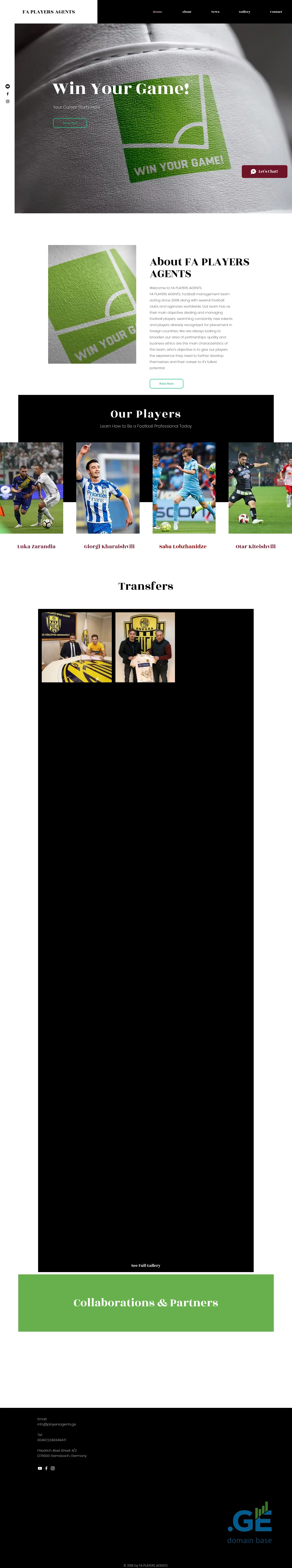 Screenshot of the site playersagents.ge
