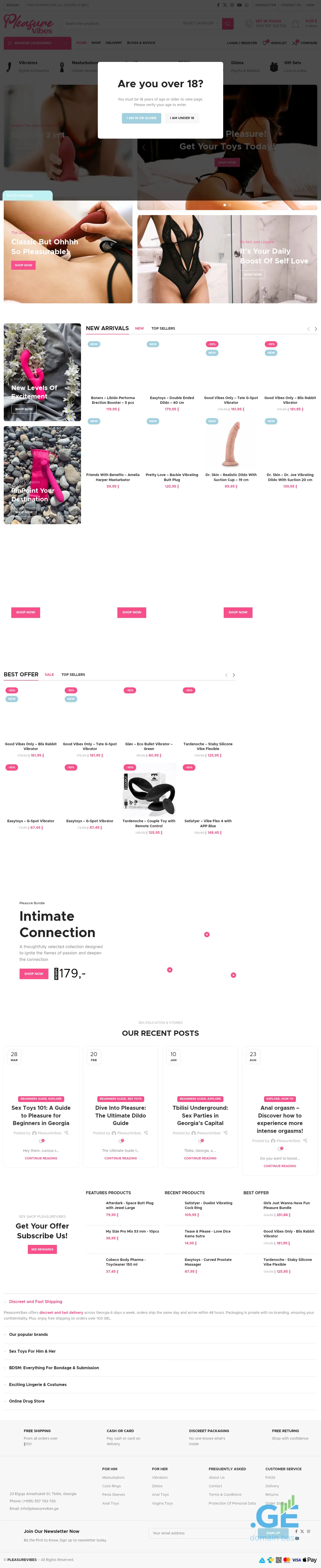 Screenshot of the site pleasurevibes.ge