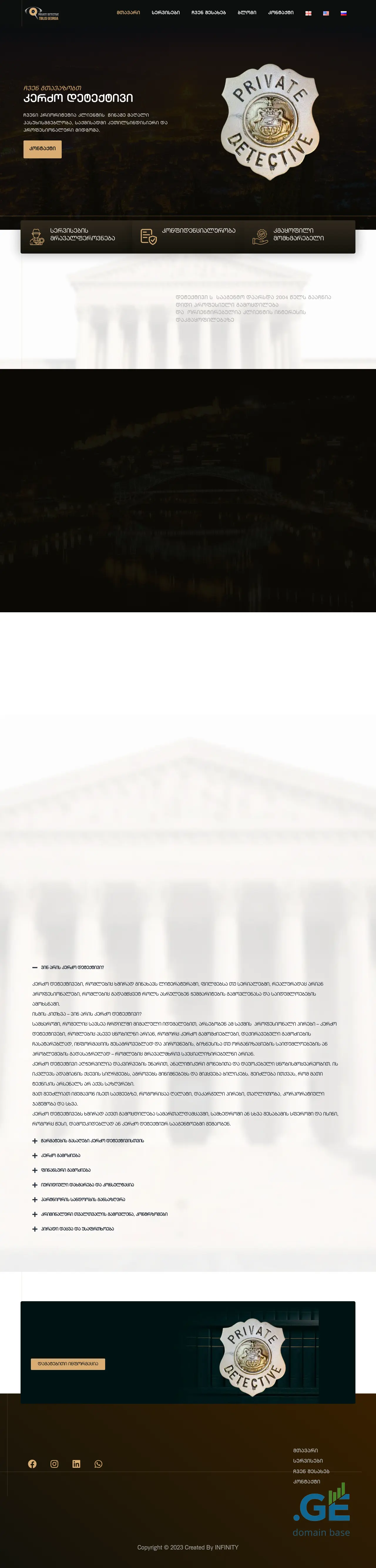 Screenshot of the site privatedetective.ge