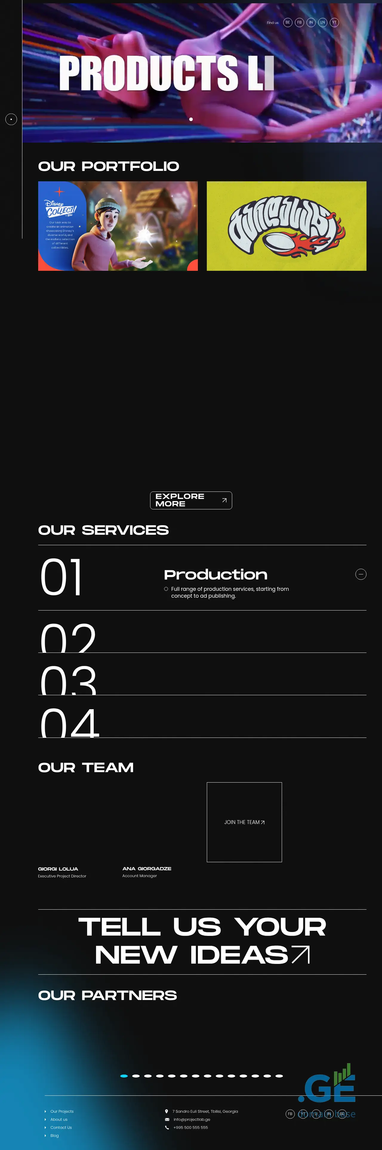 Screenshot of the site projectlab.ge