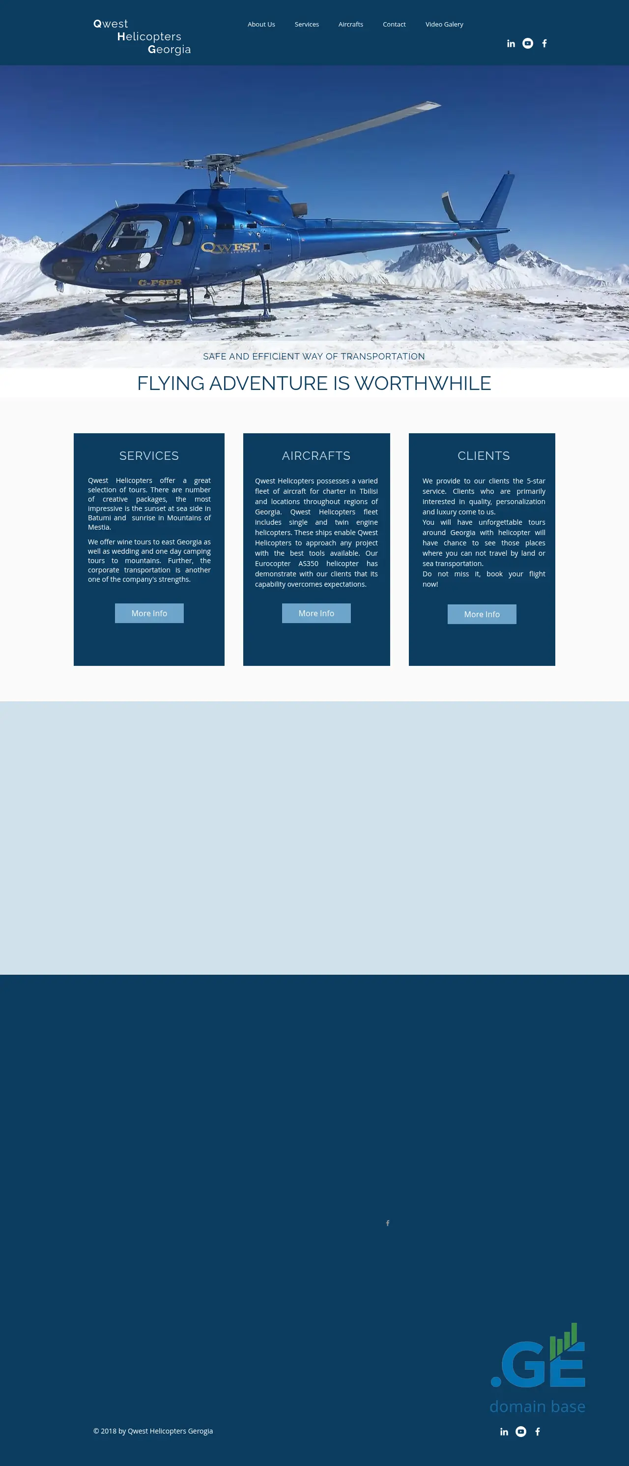 Screenshot of the site qwesthelicopters.ge