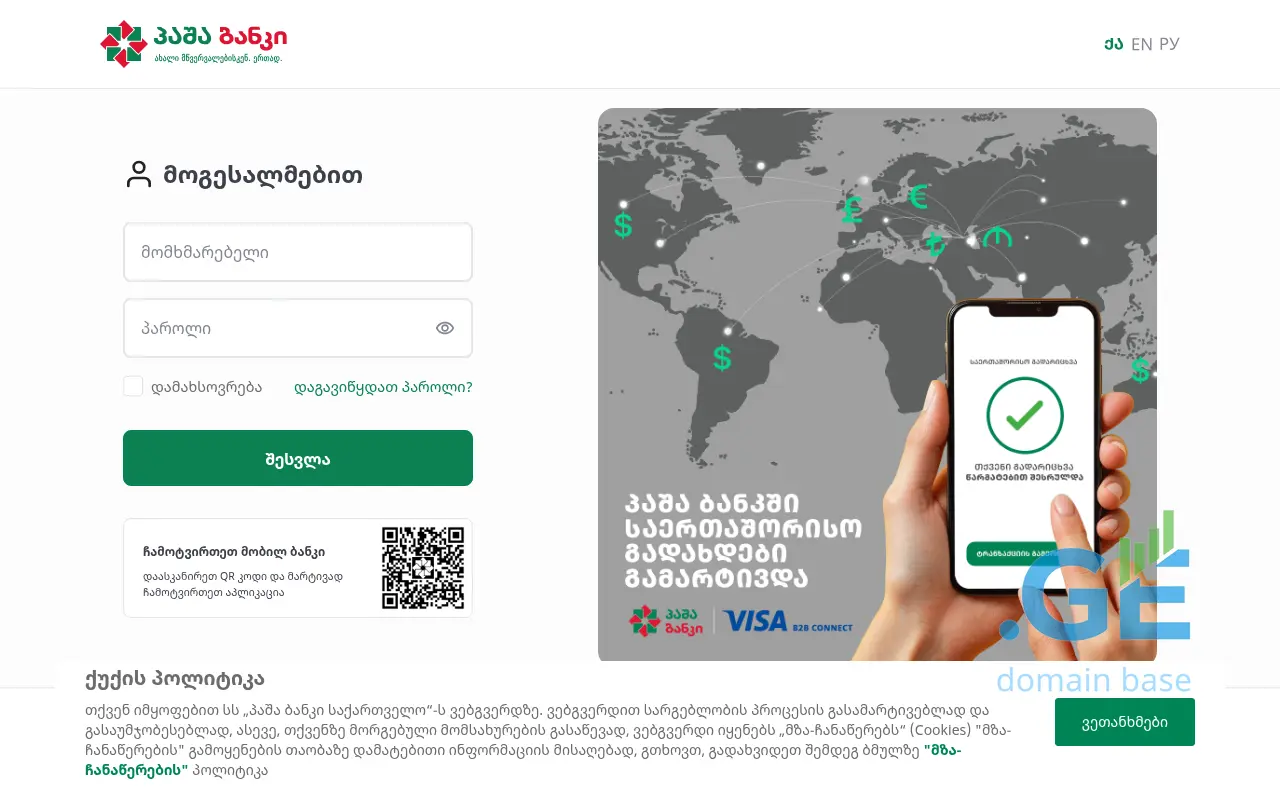 Screenshot of the site rebanking.ge