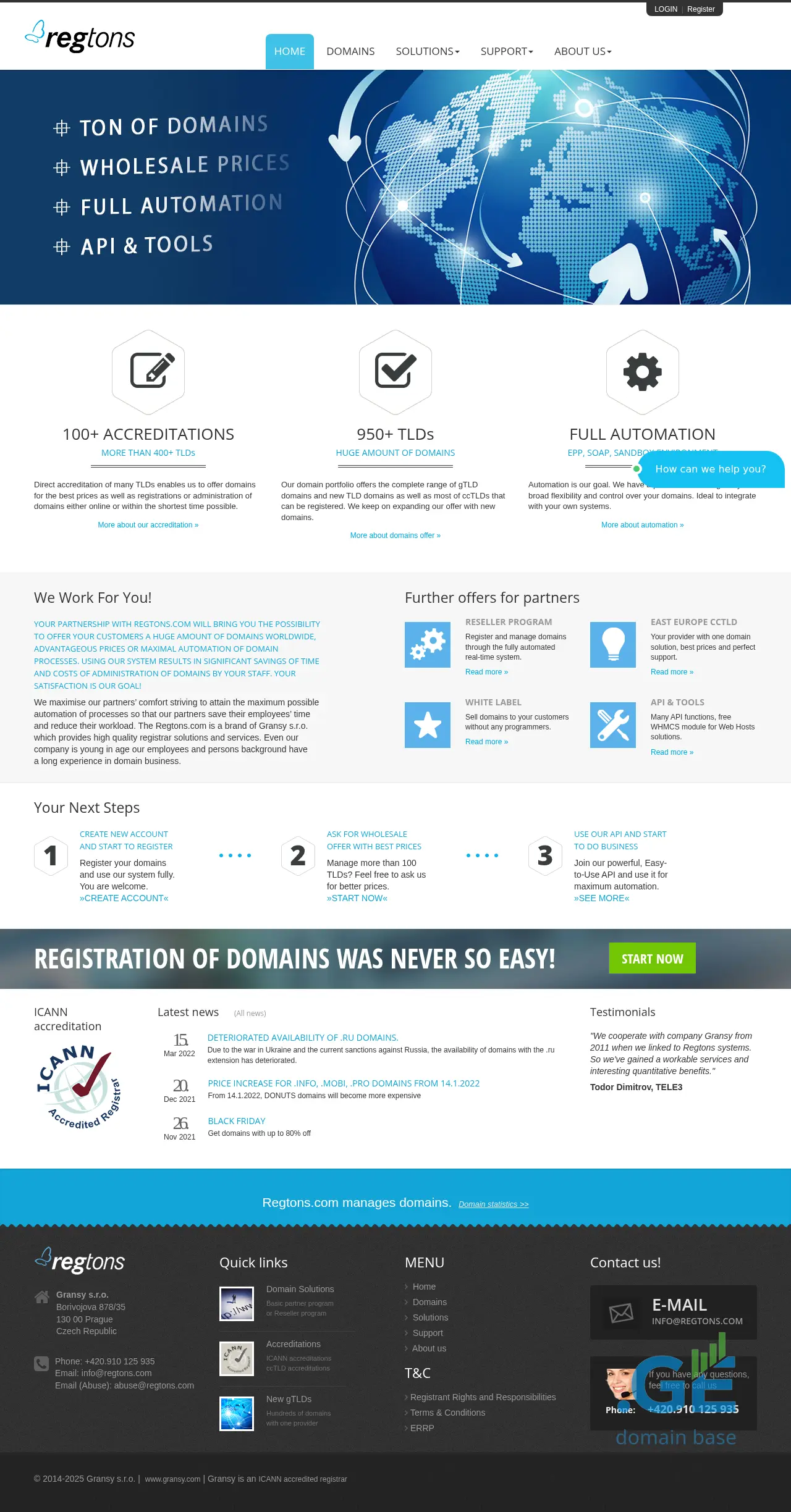 Screenshot of the site regtons.com