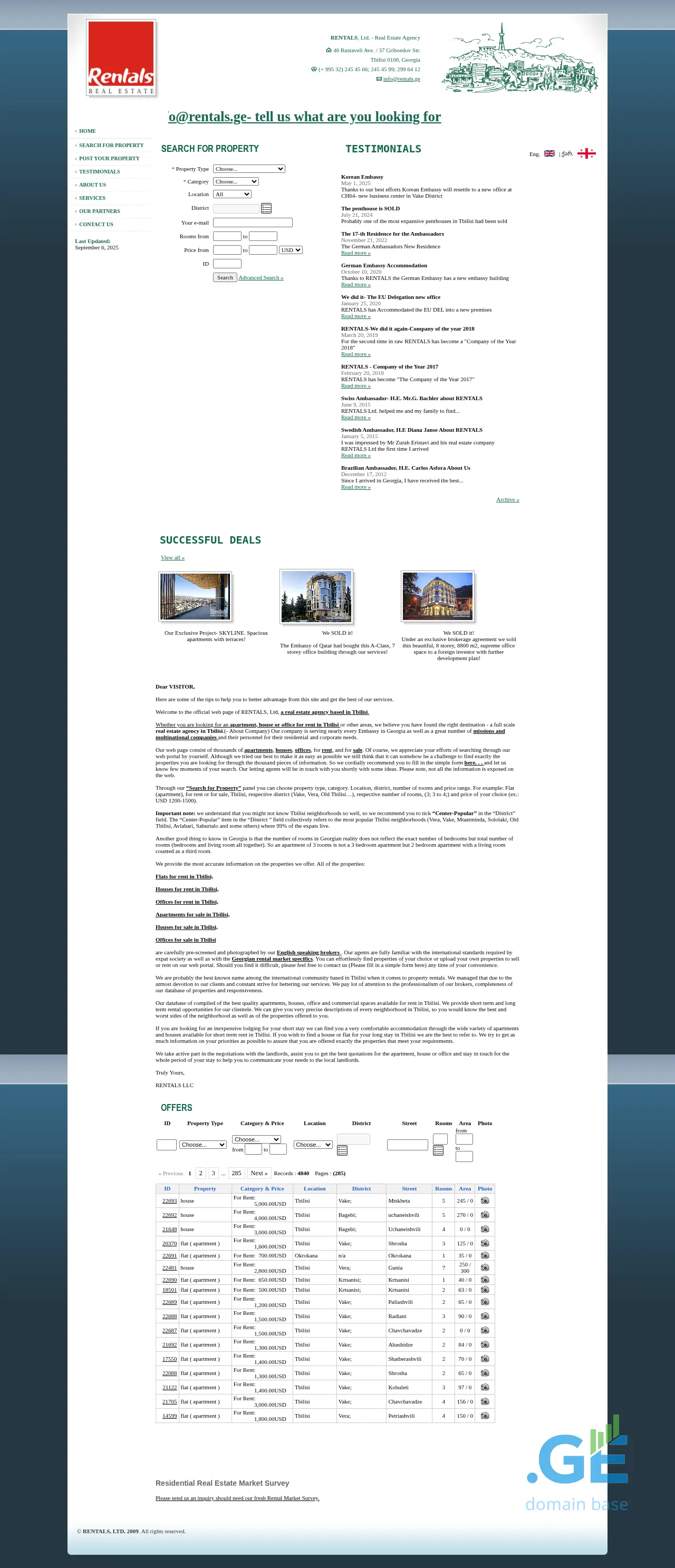 Screenshot of the site rentals.ge