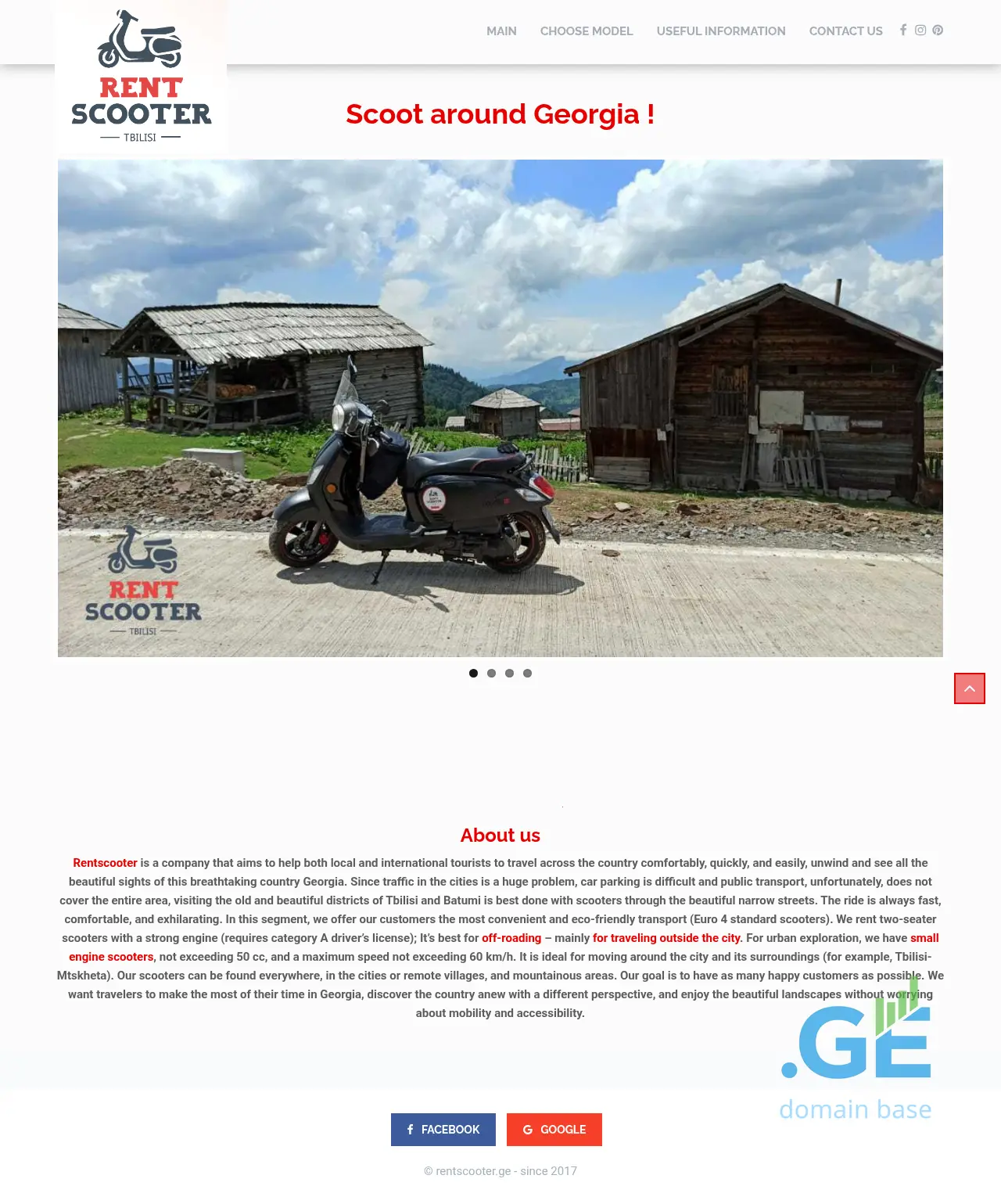Screenshot of the site rentscooter.ge