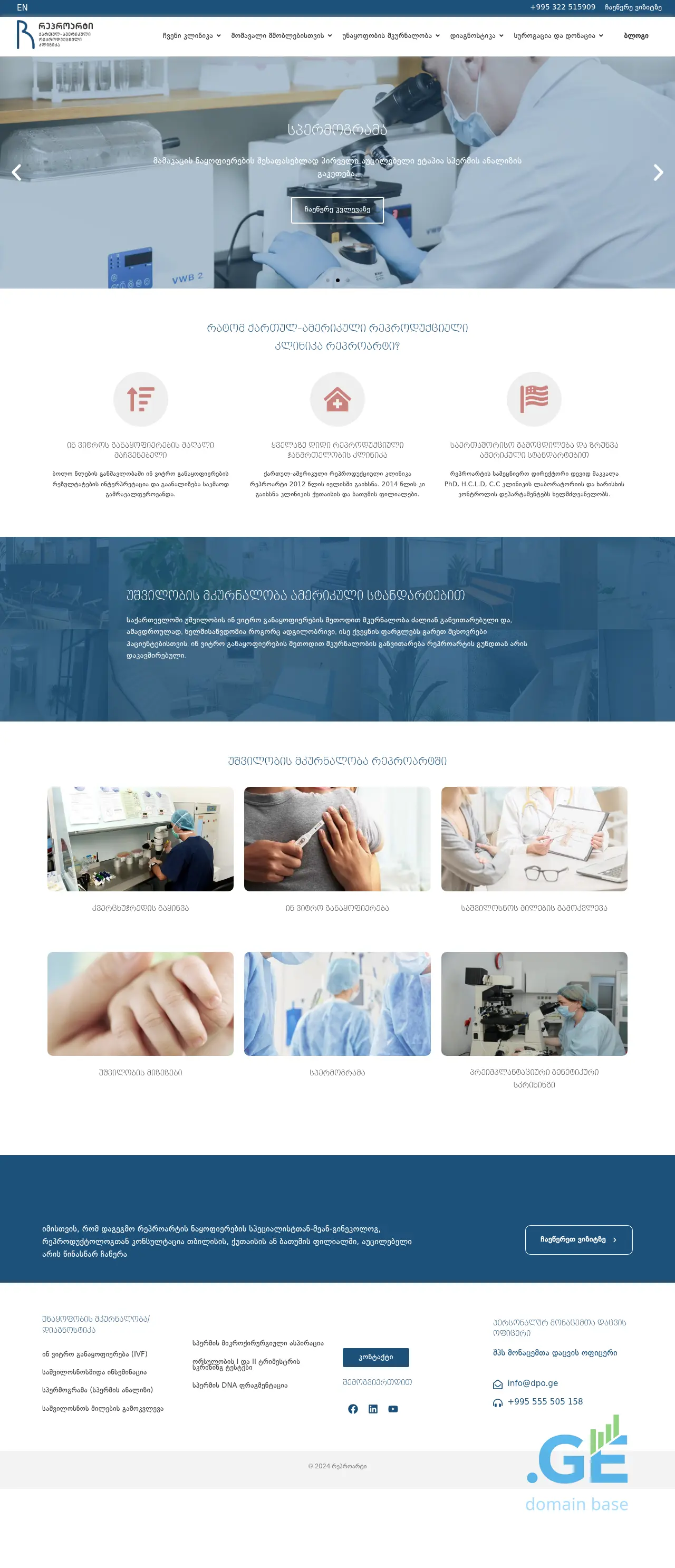 Screenshot of the site reproart.ge