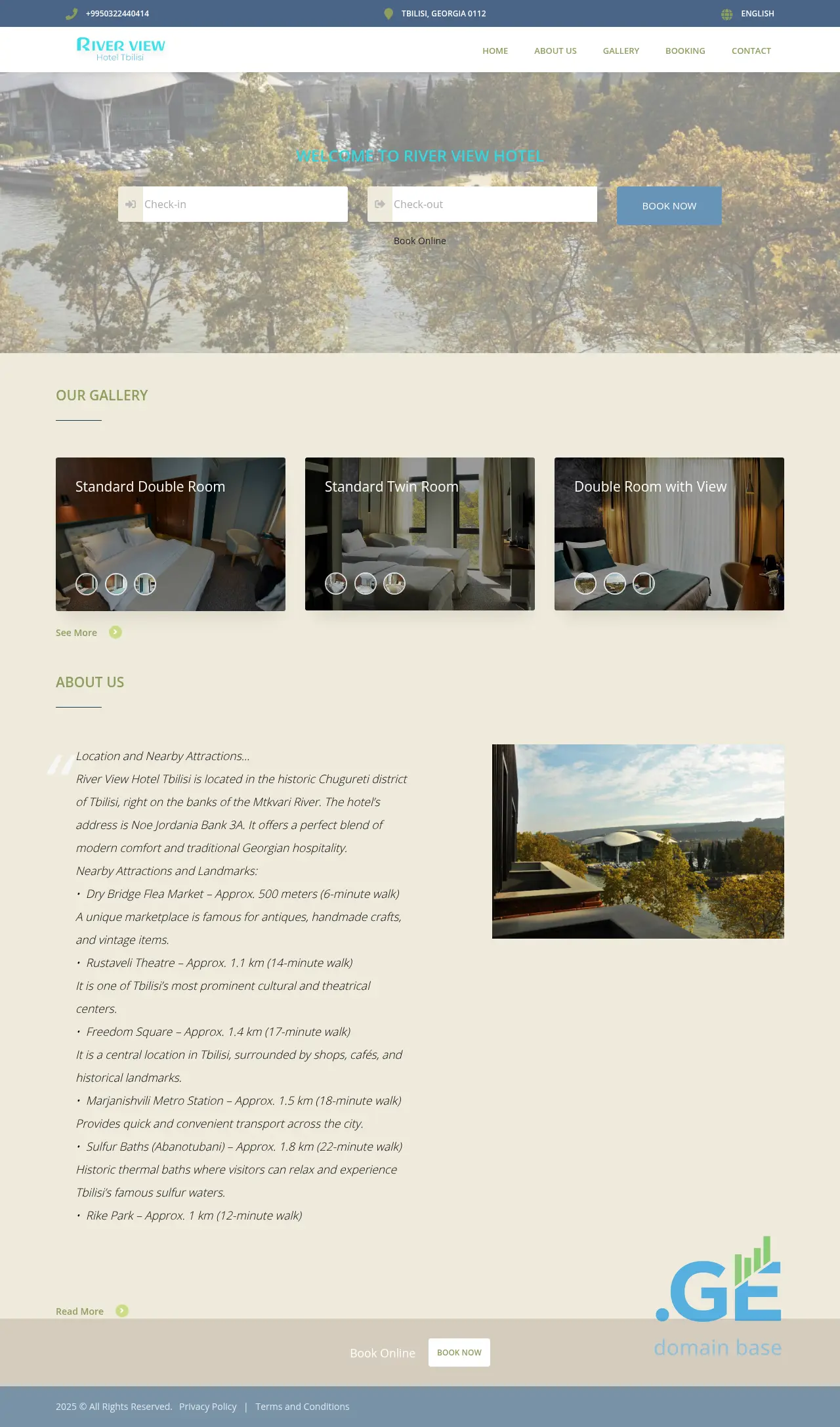 Screenshot of the site riverviewhoteltbilisi.ge