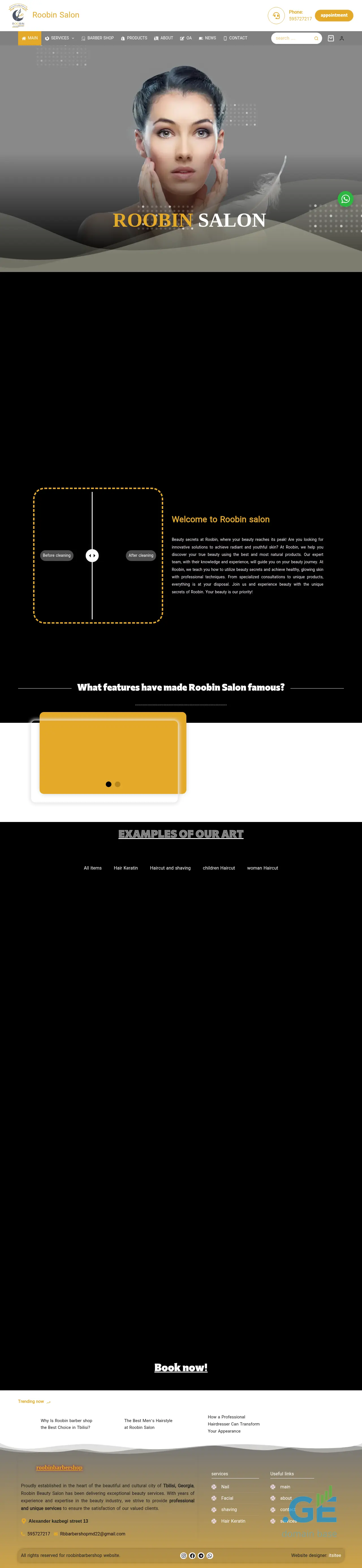 Screenshot of the site roobinbarbershop.ge