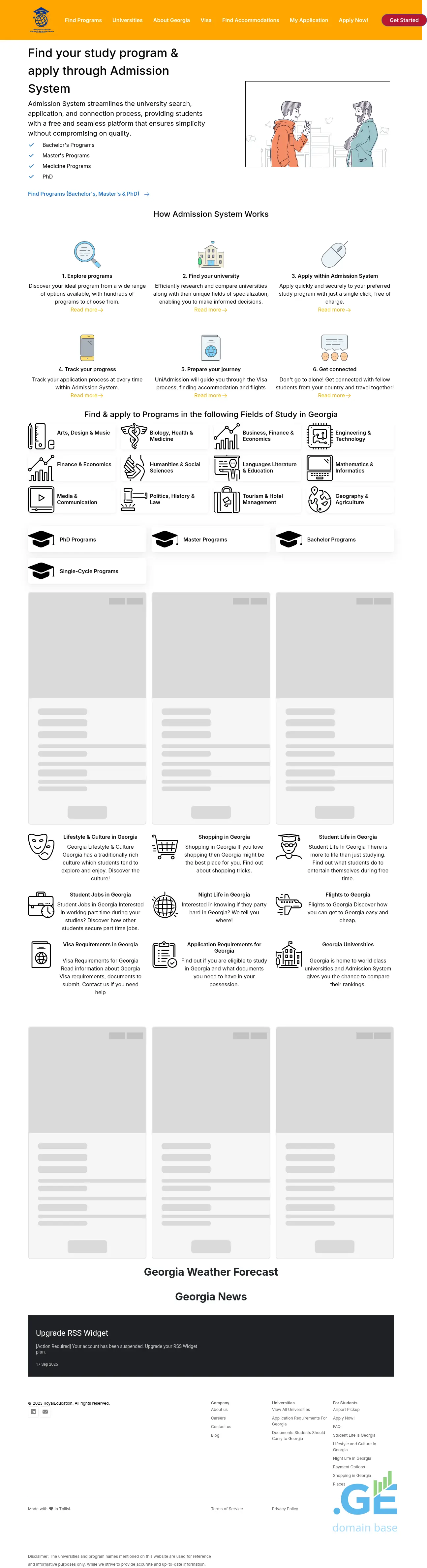 Screenshot of the site royaleducation.ge