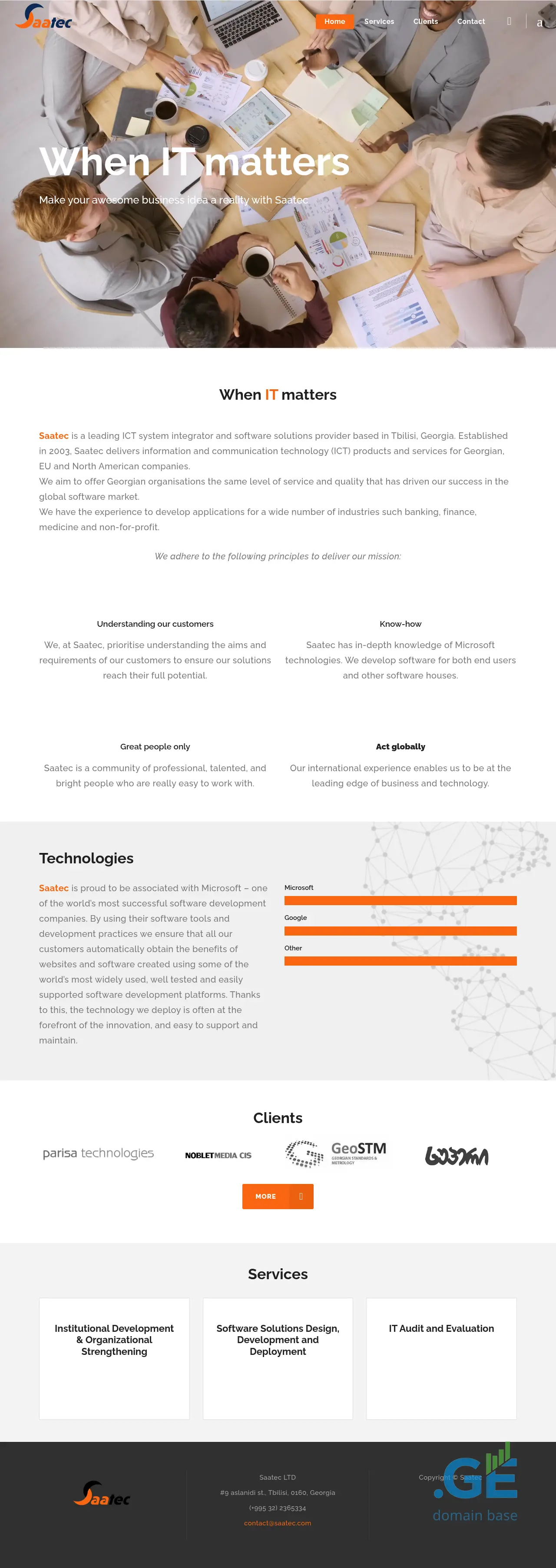 Screenshot of the site saatec.ge