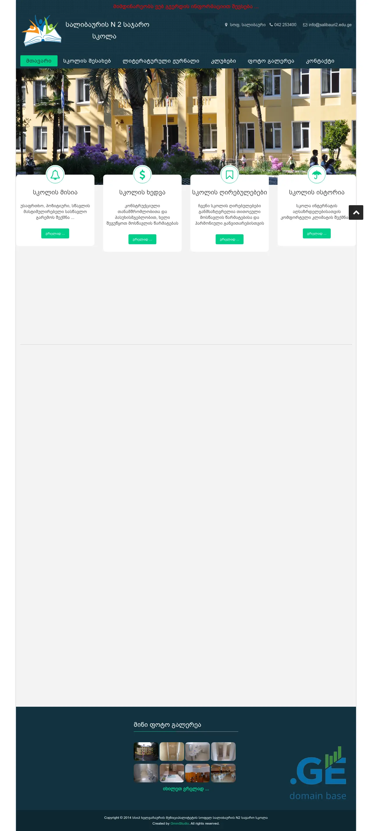 Screenshot of the site salibauri2.edu.ge