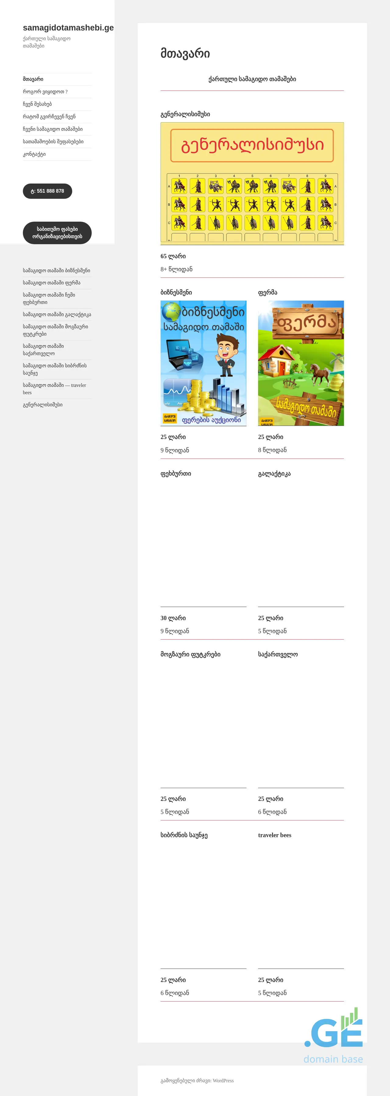 Screenshot of the site samagidotamashebi.ge