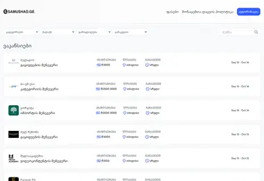Screenshot of samushao.ge